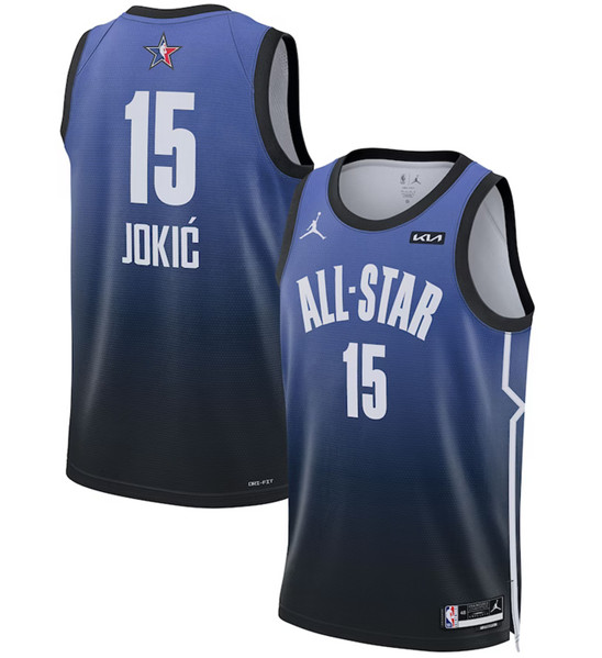 Men's 2023 All-Star #15 Nikola Jokic Blue Game Swingman Stitched Basketball Jersey